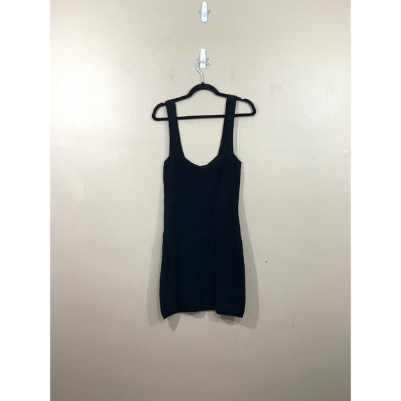 Free People Beach Womens Textured Mini Dress M Black Cover Up Minimalist Bodycon - Picture 1 of 6
